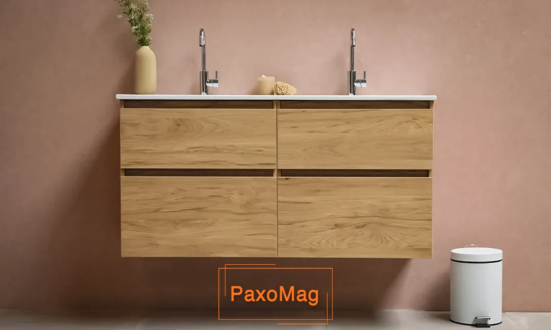 روشویی کابینتی دیواری نصب شده با شیرآلات